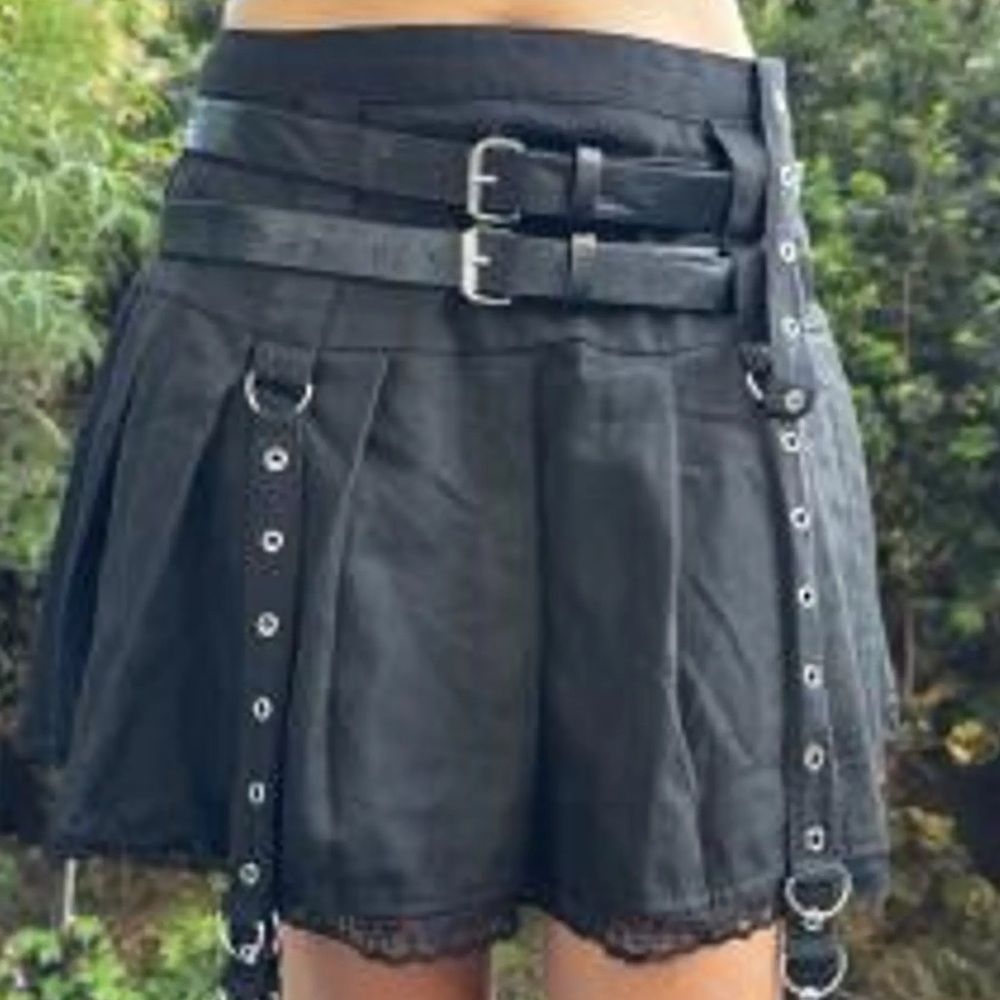 Hot Topic Black Mini Skirt with Buckles